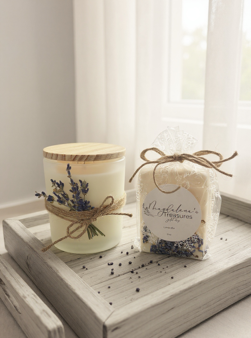 Lavender Soy Candle & Lavender Goat Milk Soap Gift Set