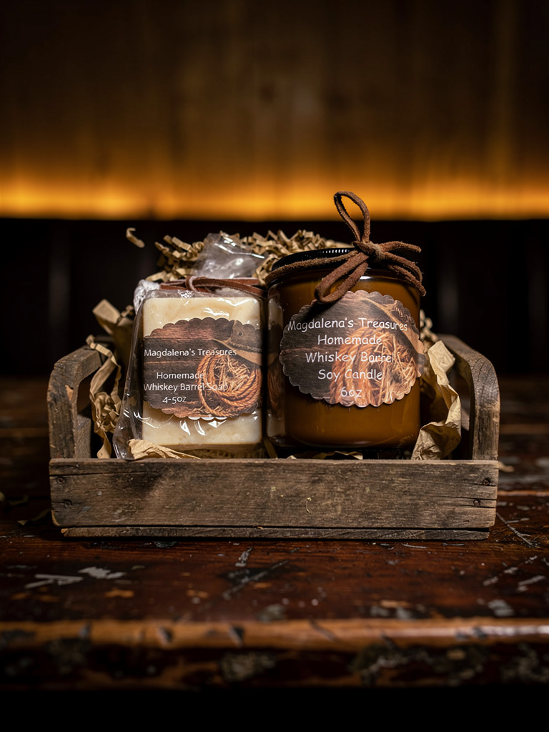 Whiskey Barrel Soy Candle & Soap Gift Set