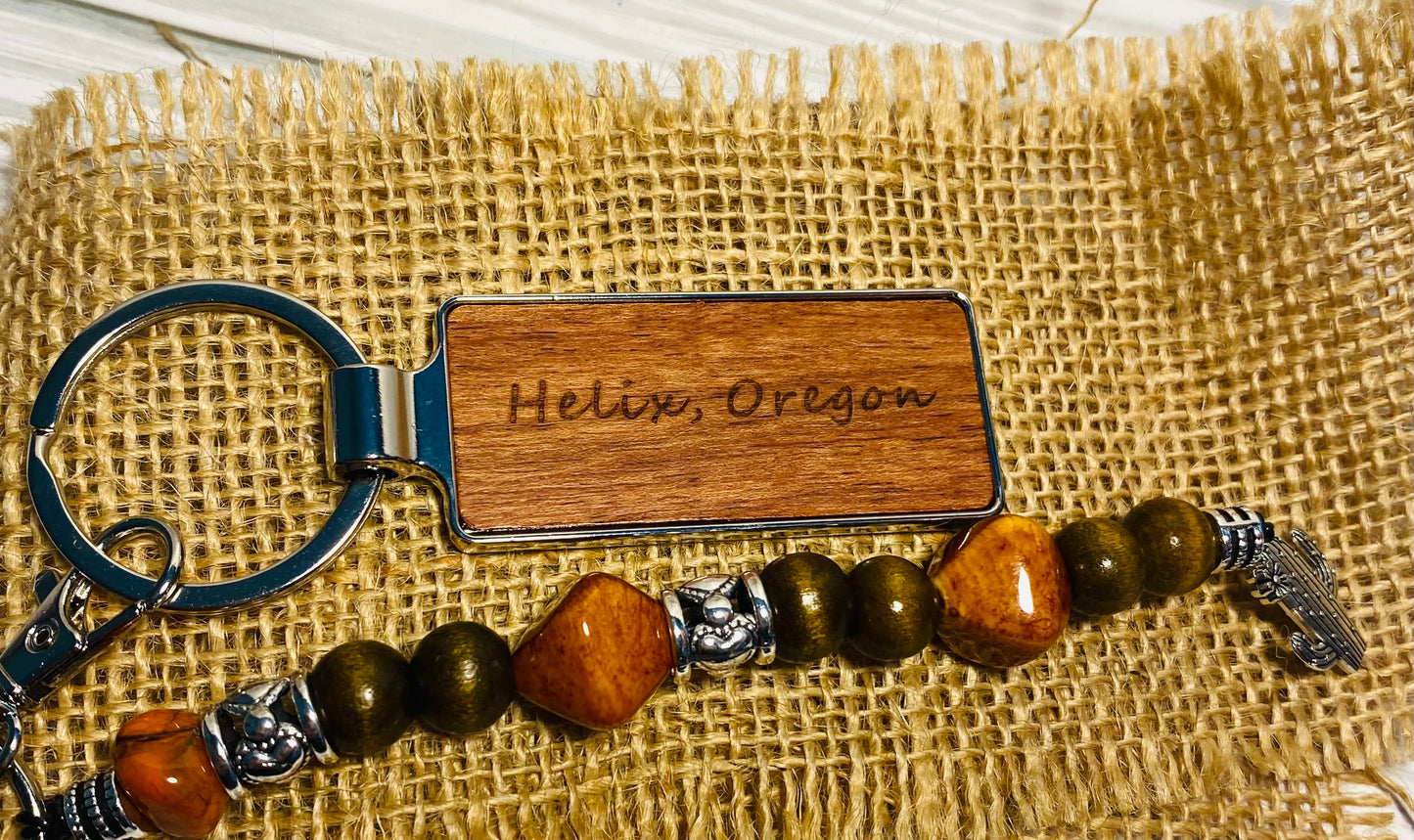 Helix, Oregon Beaded Keychain