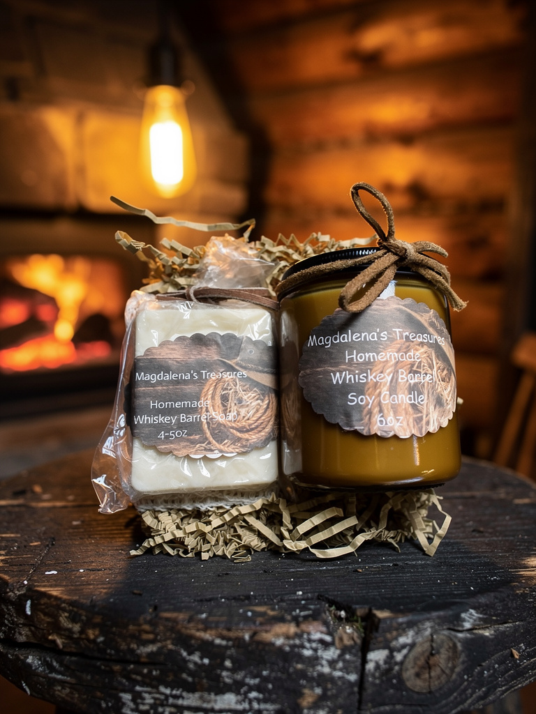 Whiskey Barrel Soy Candle & Soap Gift Set