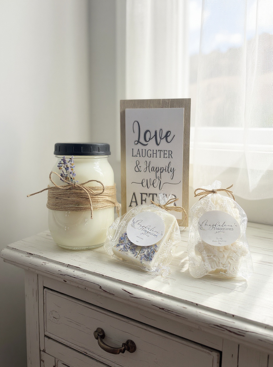 Lavender Soy Candle & Soap Live Laugh Gift Set