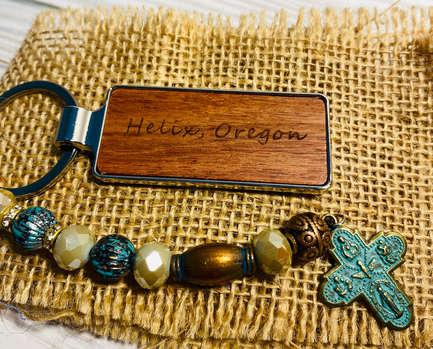 Helix, Oregon Beaded Keychain