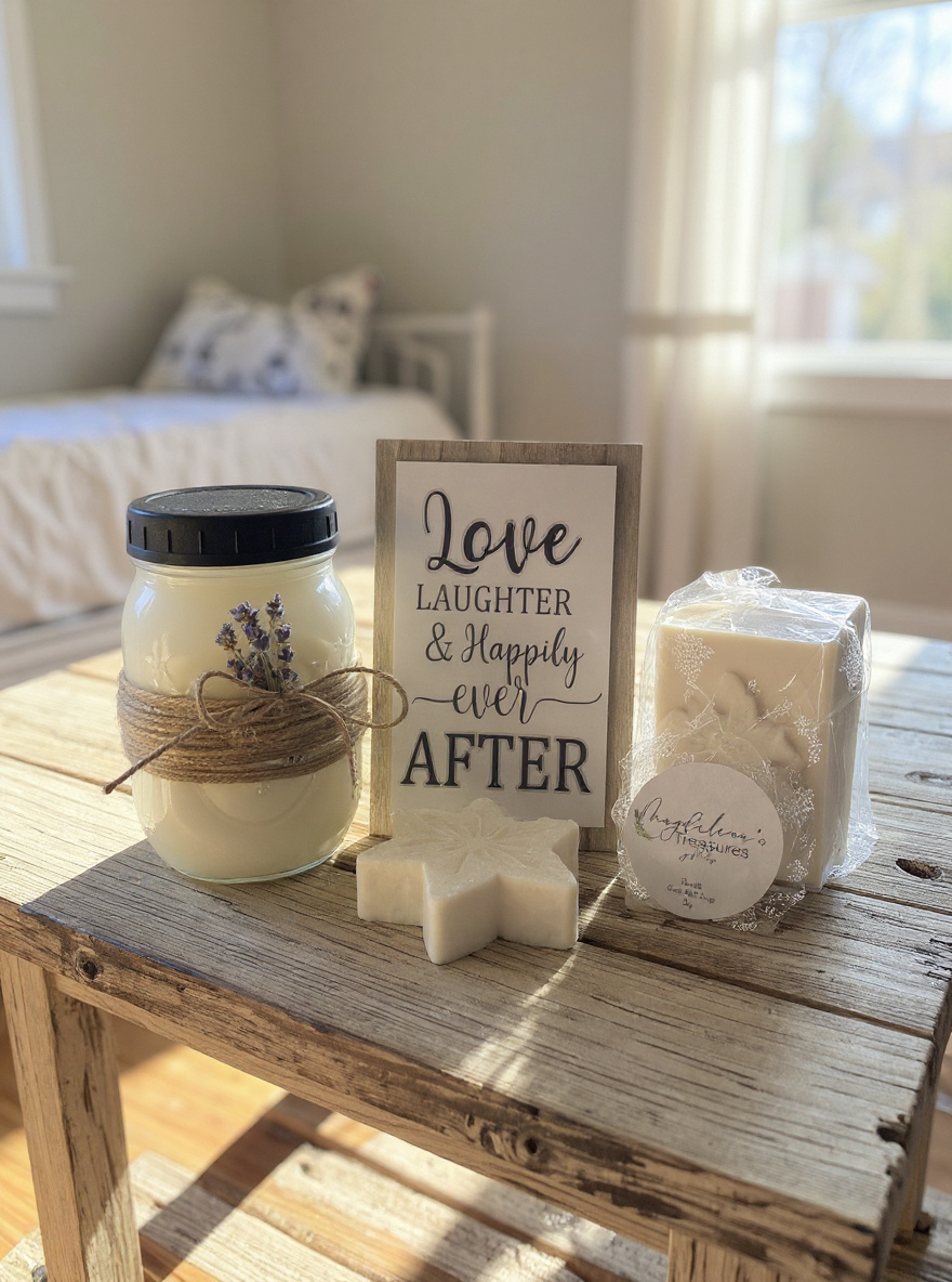 Lavender Soy Candle & Soap Live Laugh Gift Set