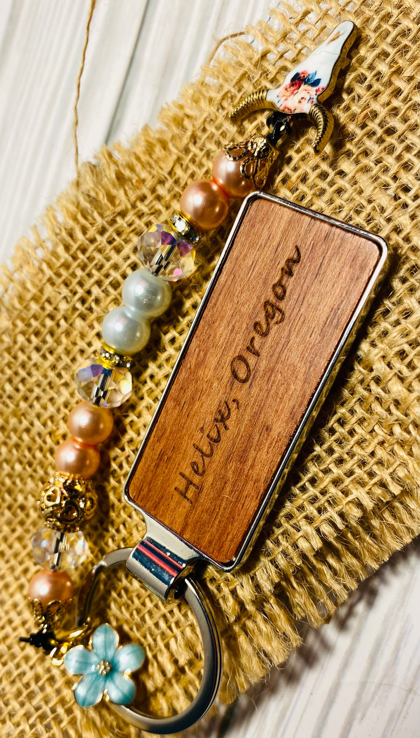 Helix, Oregon Beaded Keychain