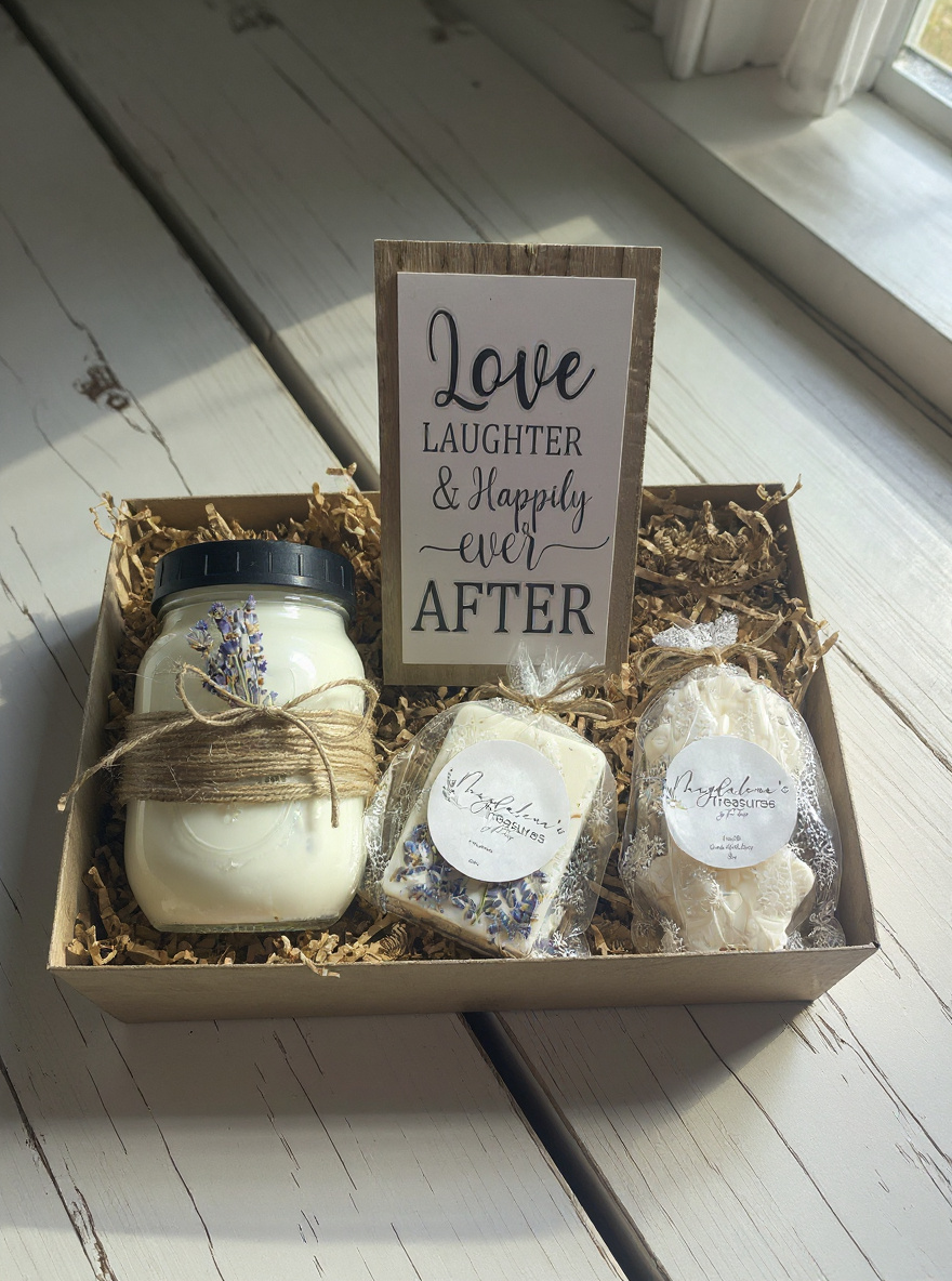 Lavender Soy Candle & Soap Live Laugh Gift Set