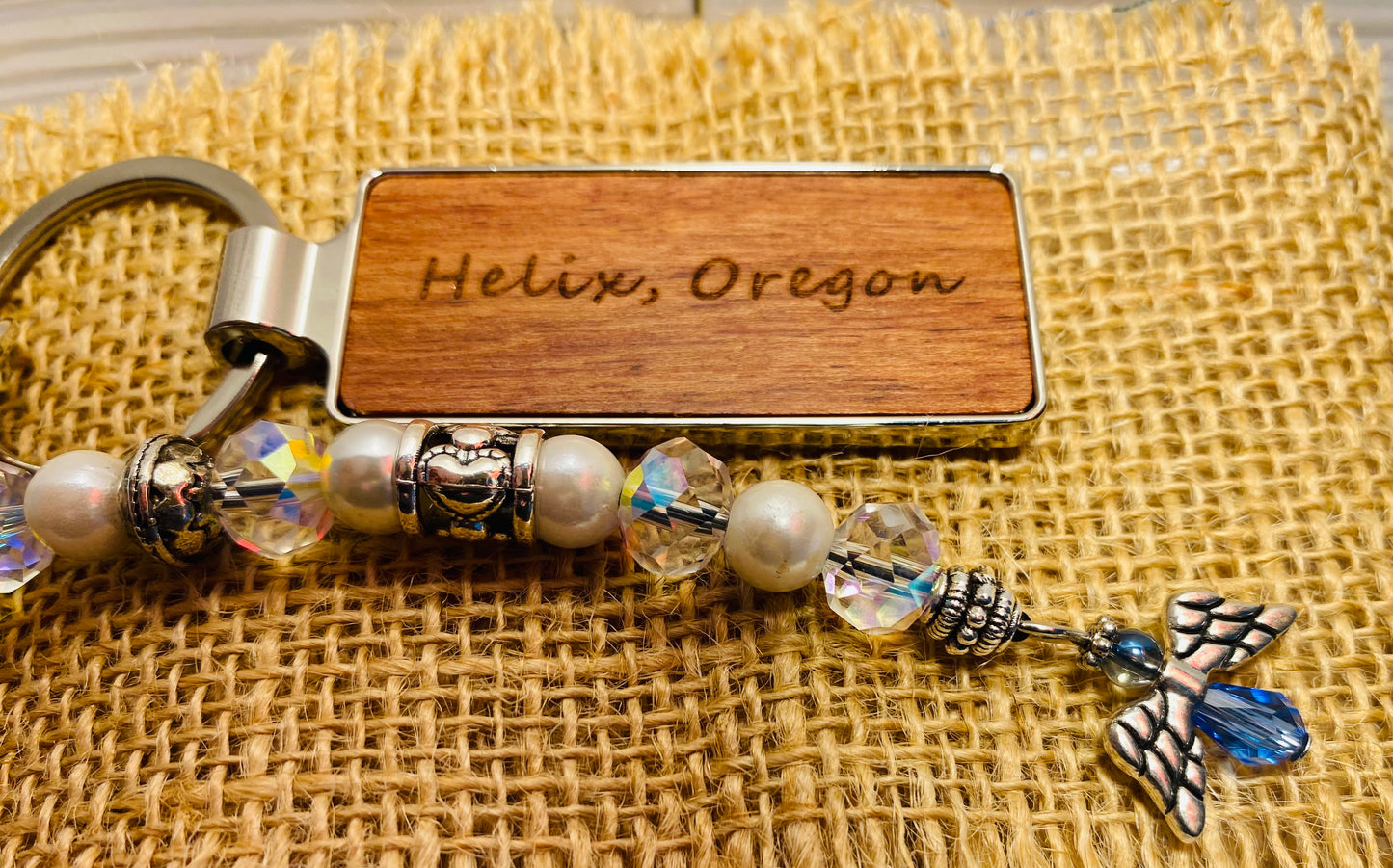Helix, Oregon Beaded Keychain